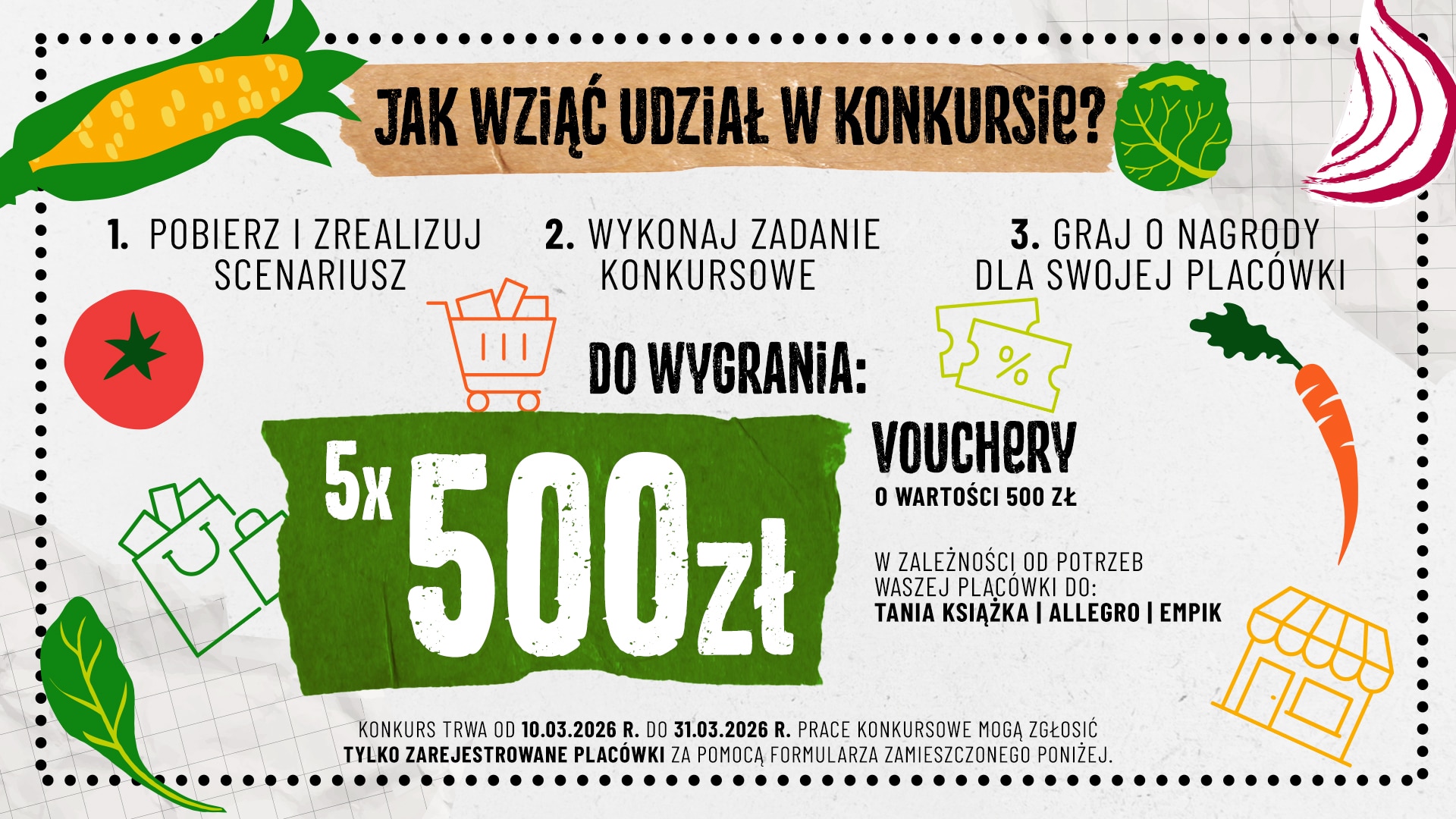Jak wziąć udział w konkursie? Pobierz i zrealizuj scenariusz, weź udział w konkursie i walcz o nagrody dla swojej placówki.